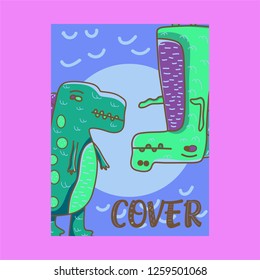 Cute kids Monster cover and packaging design set vector illustration - Vector