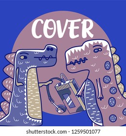 Cute kids Monster cover and packaging design set vector illustration - Vector