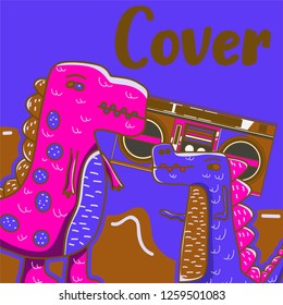 Cute kids Monster cover and packaging design set vector illustration - Vector