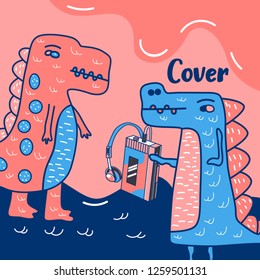 Cute kids Monster cover and packaging design set vector illustration - Vector