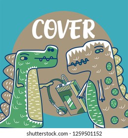 Cute kids Monster cover and packaging design set vector illustration - Vector