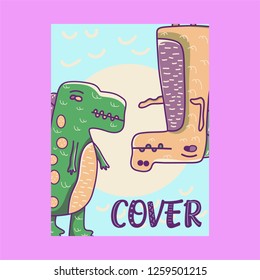 Cute kids Monster cover and packaging design set vector illustration - Vector