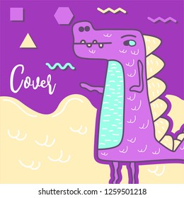 Cute kids Monster cover and packaging design set vector illustration - Vector