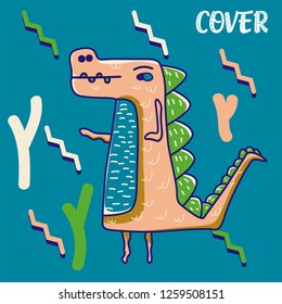 Cute kids Monster cover and packaging design set vector illustration - Vector