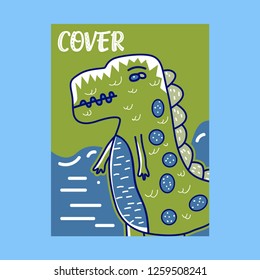 Cute kids Monster cover and packaging design set vector illustration - Vector