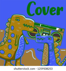 Cute kids Monster cover and packaging design set vector illustration - Vector