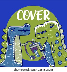 Cute kids Monster cover and packaging design set vector illustration - Vector