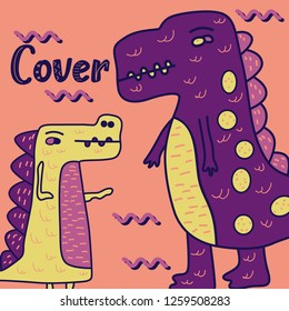 Cute kids Monster cover and packaging design set vector illustration - Vector