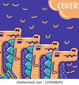 Cute kids Monster cover and packaging design set vector illustration - Vector