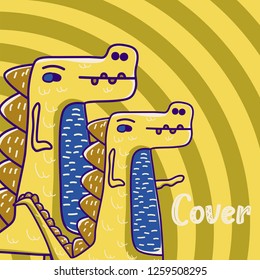 Cute kids Monster cover and packaging design set vector illustration - Vector