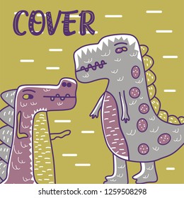 Cute kids Monster cover and packaging design set vector illustration - Vector