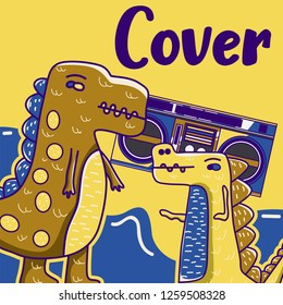 Cute kids Monster cover and packaging design set vector illustration - Vector