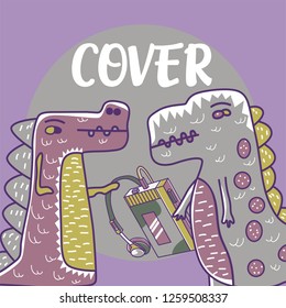Cute kids Monster cover and packaging design set vector illustration - Vector
