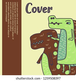 Cute kids Monster cover and packaging design set vector illustration - Vector