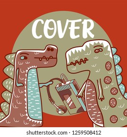 Cute kids Monster cover and packaging design set vector illustration - Vector