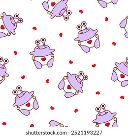 Monstruo lindo de los niños. Patrón sin fisuras. Caricatura kawaii asustador personaje divertido del bebé. Estilo dibujado a mano. Dibujo de Vector. Diseña adornos.