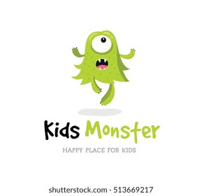 Cute Kids Monster Vector Logo Template

