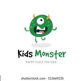 Cute Kids Monster Vector Logo Template

