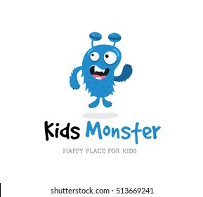 Cute Kids Monster Vector Logo Template

