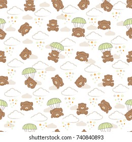 Cute kids pattern bear for girls and boys. Colorful bears on the abstract grunge background create a fun cartoon drawing. The background is made in neon colors. Urban bear backdrop for textile