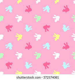 Cute kids pattern with delicate shades and bunnies. Perfect for children's clothing, design of greeting cards or magazines, as well as for Easter.