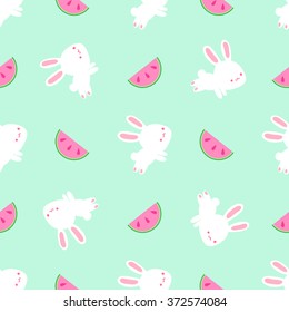 Cute kids pattern with delicate shades and bunnies. Perfect for children's clothing, design of greeting cards or magazines, as well as for Easter.
