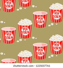Cute kids pattern for girls and boys. Colorful pop corn on abstract grunge background create funny cartoon pattern. Urban background for textiles and fabrics. Stock vector.