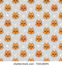 Cute kids pattern for girls and boys. Colorful fox on the abstract background create a fun cartoon drawing. The background is made in pastel colors. Urban backdrop for textile and fabric.