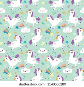 Cute kids pattern with unicorns