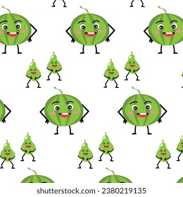 cute kids pattern with watermelon and pear fruits