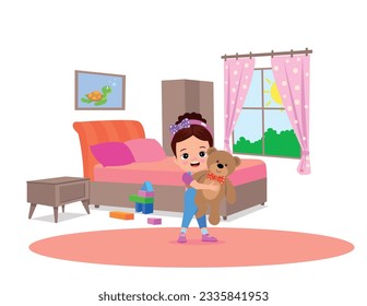 cute kids playing in the bedroom