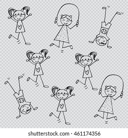 Cute kids playing. Cartoon style.