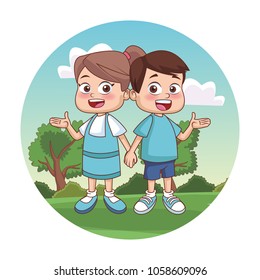 Cute kids playing at park