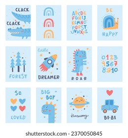 Cute Kids Poster and Nursery Print Design Vector Set