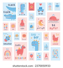 Cute Kids Poster and Nursery Print Design Vector Set