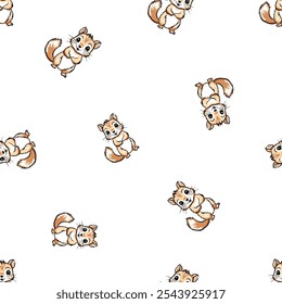 Cute kids print with chipmunk, seamless pattern children design