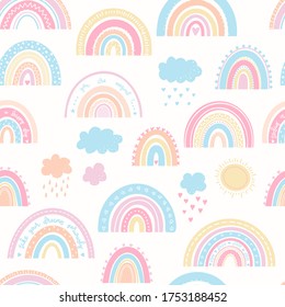 Cute kids rainbow pattern Vector illustration