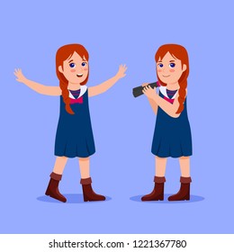 Cute Kids With Sailor Costumes Vector Cartoon Illustration