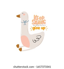 Cute kids scandinavian characters set including trendy quotes and cool animal decorative hand drawn elements. Cartoon doodle  illustration for baby shower, nursery room decor, children design. Vector.