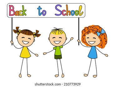 Cute kids with school message