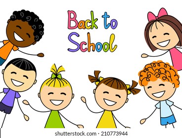 Cute kids with school message