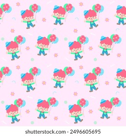 cute kids seamless pattern circus party illustration