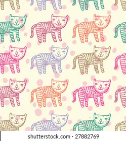 Cute kids seamless pattern in vector