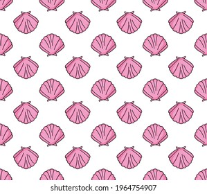 Cute kids shell pattern for girls and boys. Colorful shell on the abstract pattern .The background is made in pink color. Urban shell pattern for textile and fabric. 