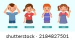 cute kids showing by pointing different body parts of human anatomy such as head, eyebrow, cheek, hair