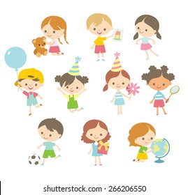 cute kids in a simple style