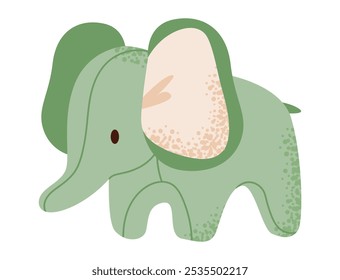 Cute kids soft toy elephant. Childhood, children games, preschool activities concept. Flat vector illustration.