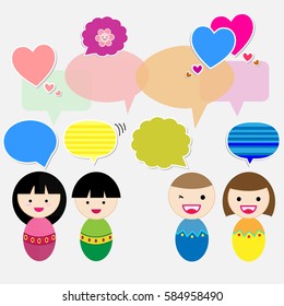Cute kids with speech bubbles