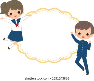 Cute kids with speech bubbles, stylish children jumping with speech bubble, child talking with speech balloon