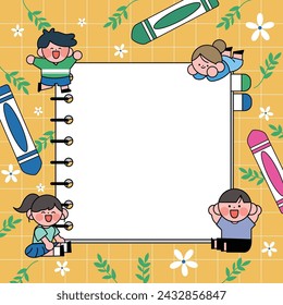 Cute kids and spring memo notebook